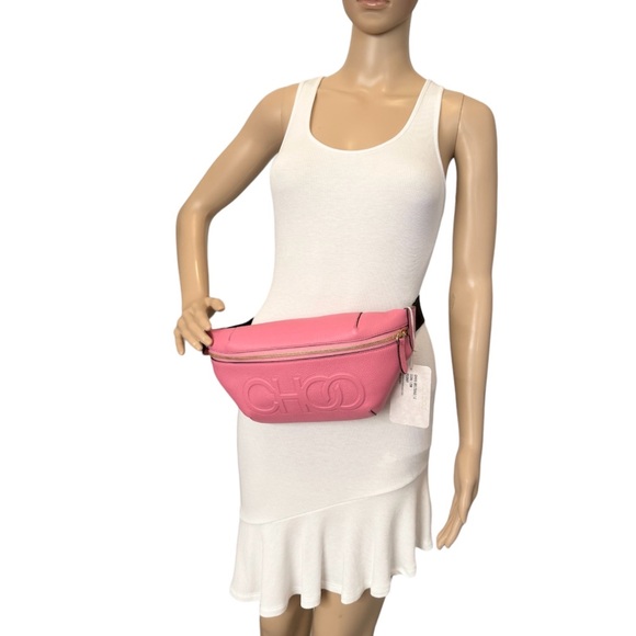Jimmy Choo New In Box “CHOO” Bumbag Peony Pink Grained Leather Large Bel… - Picture 7 of 12